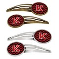 Carolines Treasures Letter K Chevron Black and Red Barrettes Hair Clips, Set of 4, 4PK CJ1047-KHCS4